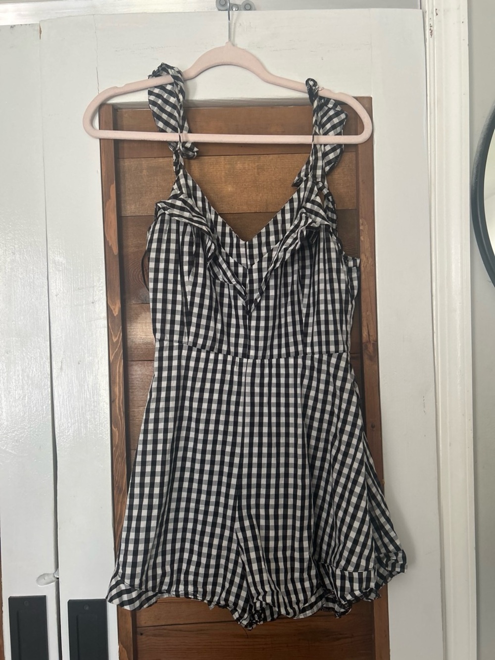 Saks Fifth Avenue Black and White Gingham Romper